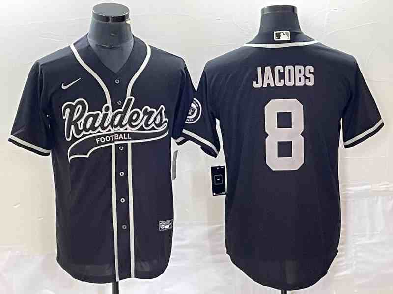 Men's Las Vegas Raiders #8 Josh Jacobs Black Stitched MLB Cool Base Nike Baseball Jersey