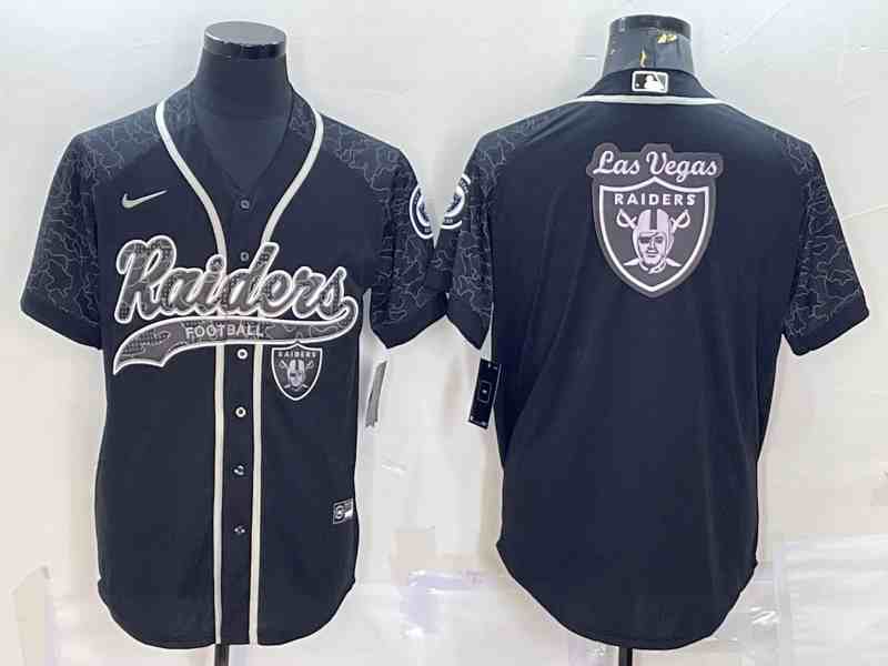 Men's Las Vegas Raiders Black Team Big Logo With Patch Cool Base Stitched Baseball Jersey