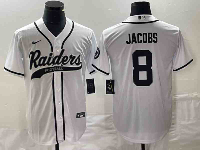 Men's Las Vegas Raiders #8 Josh Jacobs  White Stitched MLB Cool Base Nike Baseball Jersey