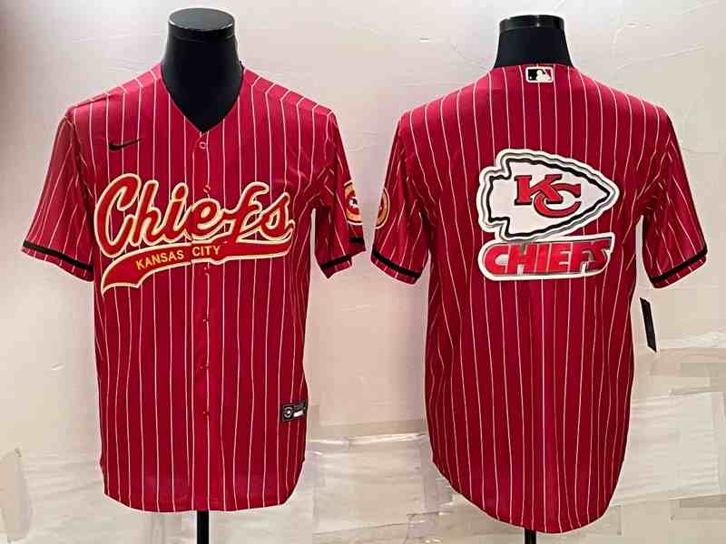 Men's Kansas City Chiefs Red Team Big Logo With Patch Cool Base Stitched Baseball Jersey (2)
