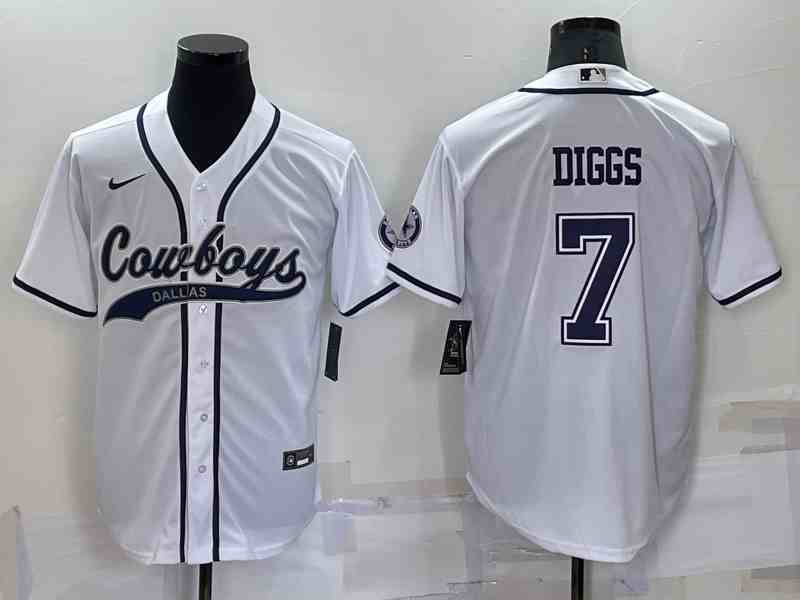 Men's Dallas Cowboys #7 Trevon Diggs White Baseball Cool Base Jersey