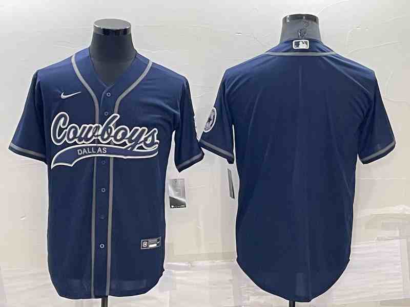Men's Dallas Cowboys Blank Navy Baseball Cool Base Team Jersey