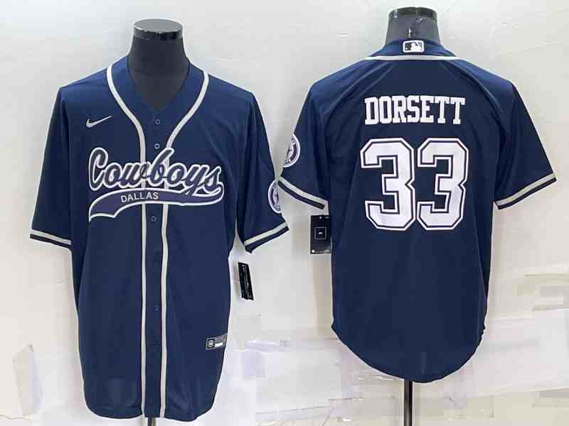 Men's Dallas Cowboys #33 Tony Dorsett Navy Baseball Cool Base Jersey