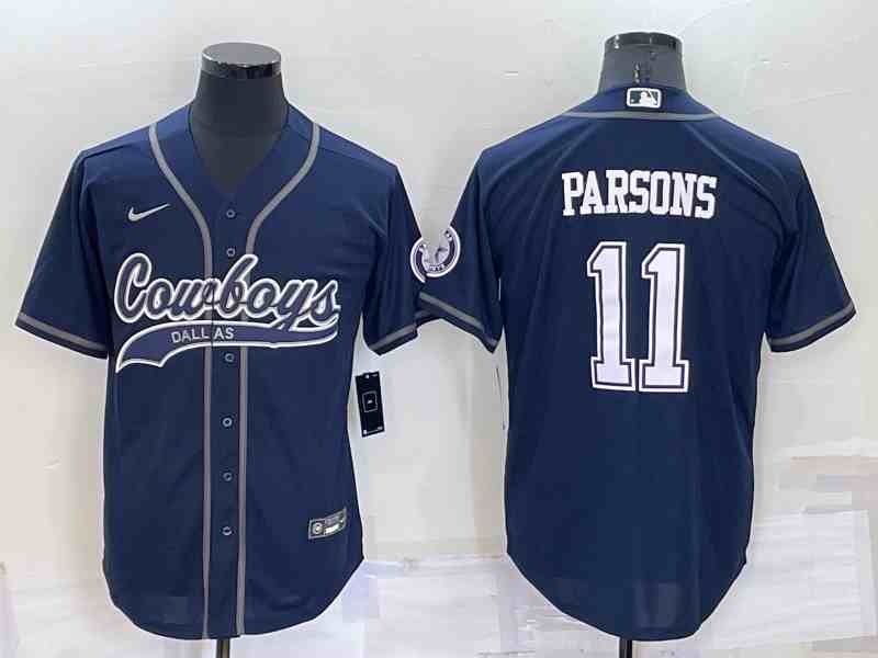 Men's Dallas Cowboys #11 Micah Parsons Navy Baseball Cool Base Jersey
