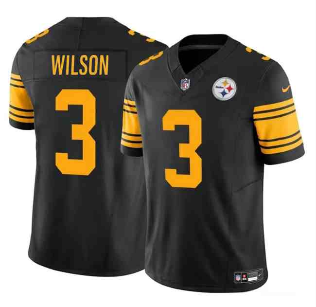 Men's Pittsburgh Steelers #3 Russell Wilson Black 2024 F.U.S.E.Color Rush Limited Football Stitched Jersey