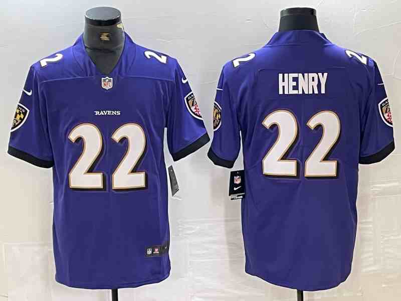 Men's Baltimore Ravens #22 Derrick Henry Purple Vapor Limited Football Stitched Jersey