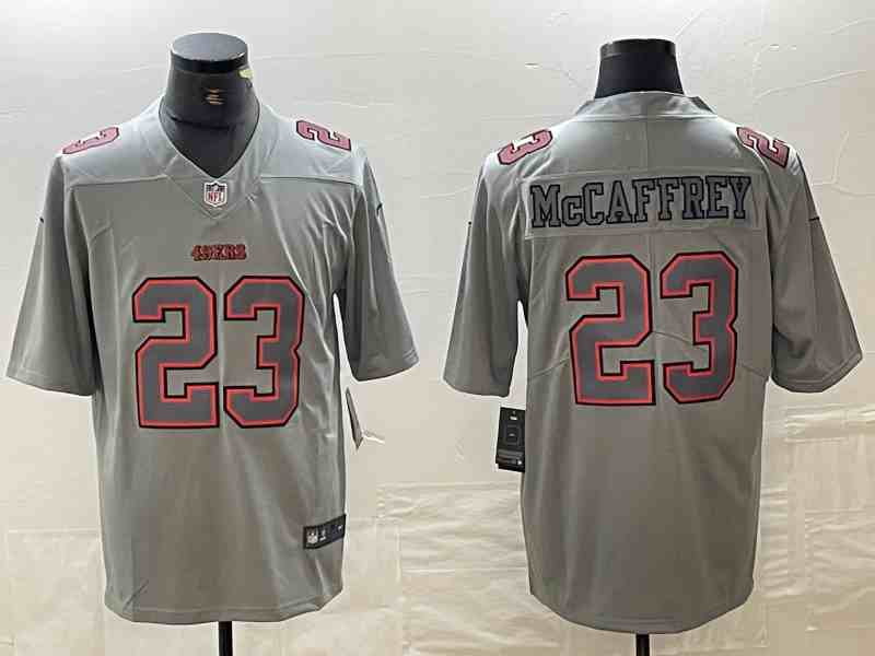 Men's San Francisco 49ers #23 Christian McCaffrey  Gray Atmosphere Fashion Football Stitched Jersey