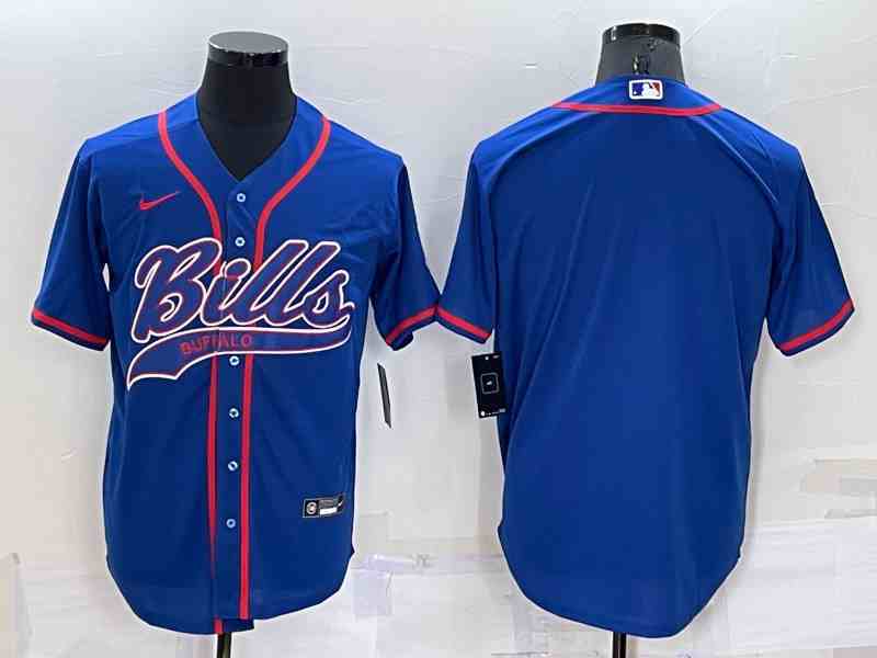 Men's Buffalo Bills Team Big Logo Cool Base Stitched Baseball Jersey
