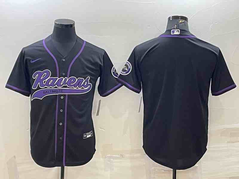 Men's Baltimore Ravens Blank Black With Patch Cool Base Stitched Baseball Jersey