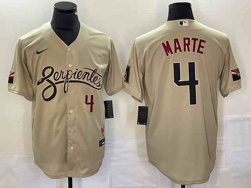 Men's Arizona Diamondbacks #4 Ketel Marte Gold 2023 World Series City Connect Cool Base Stitched Baseball Jersey