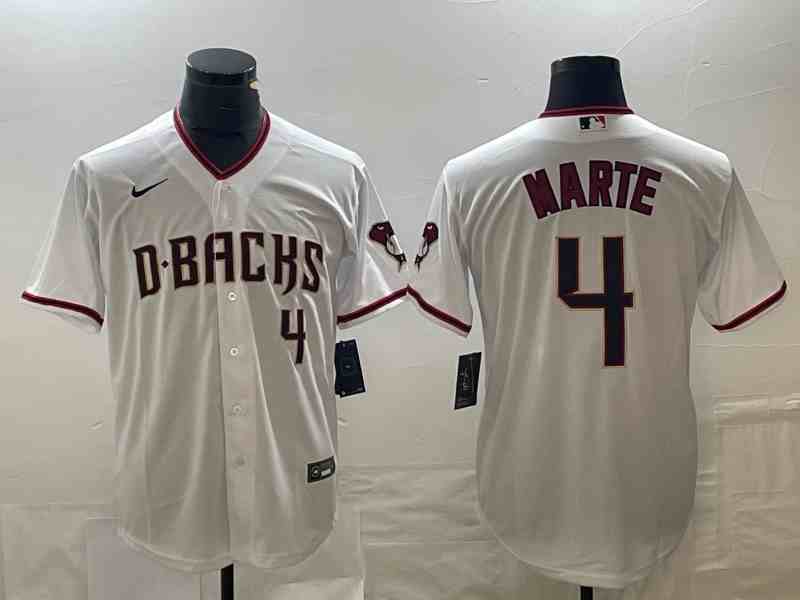 Men's Arizona Diamondbacks #4 Ketel Marte White Cool Base Stitched Baseball Jersey