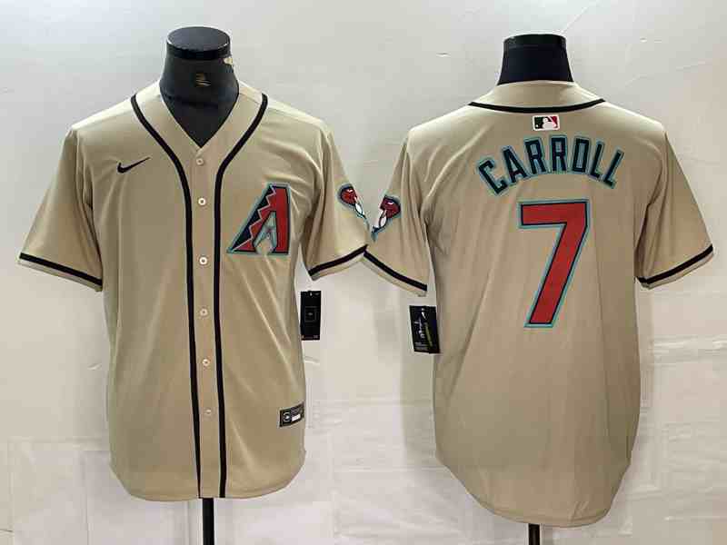 Men's Arizona Diamondbacks #7 Corbin Carroll White Cool Base Stitched Baseball Jersey