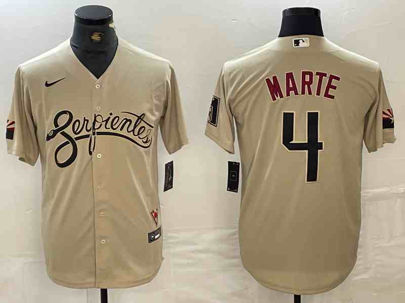Men's Arizona Diamondback #4 Ketel Marte  Gold City Connect Cool Base Stitched Jersey