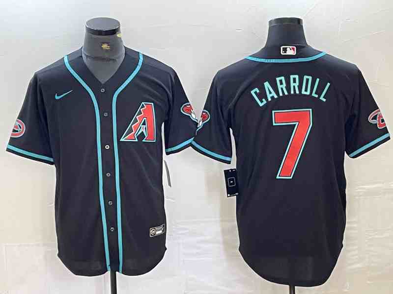 Men's Arizona Diamondbacks #7 Corbin Carroll Black Stitched Cool Base Nike Jersey