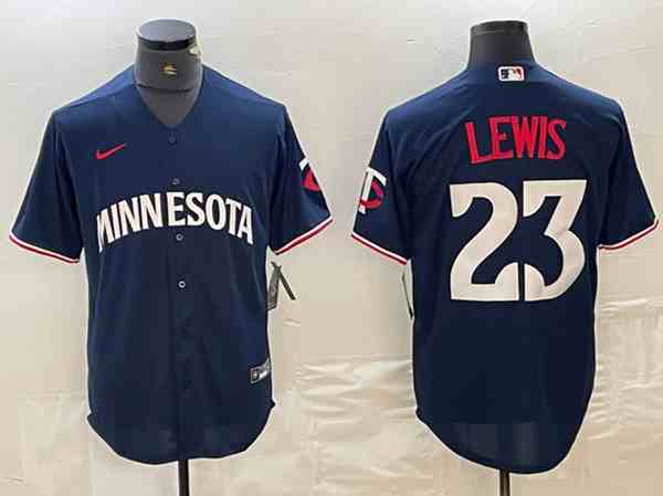 Men's Minnesota Twins #23 Royce Lewis Navy Cool Base Stitched Baseball Jersey