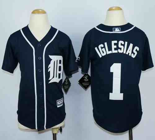 Tigers #1 Jose Iglesias Navy Blue Cool Base Stitched Youth MLB Jersey
