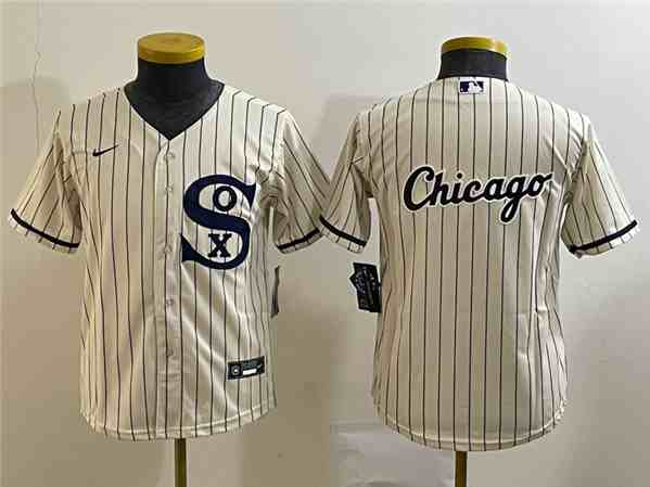 Youth Chicago White Sox Cream Team Big Logo Stitched Jersey