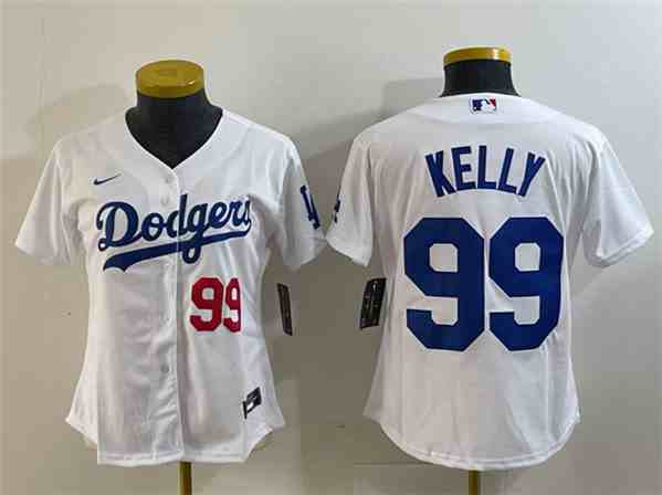 Youth Los Angeles Dodgers #99 Joe Kelly White With Patch Stitched Baseball Jersey