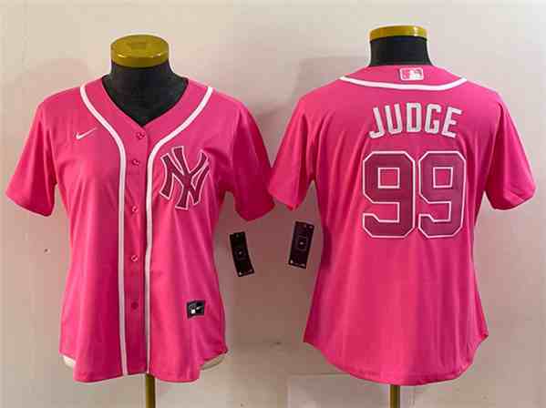 Women's New York Yankees #99 Aaron Judge Pink Stitched Baseball Jersey