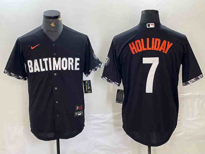 Men's Baltimore Orioles #7 Jackson Holliday Black 2023 City Connect Cool Base Stitched Jersey
