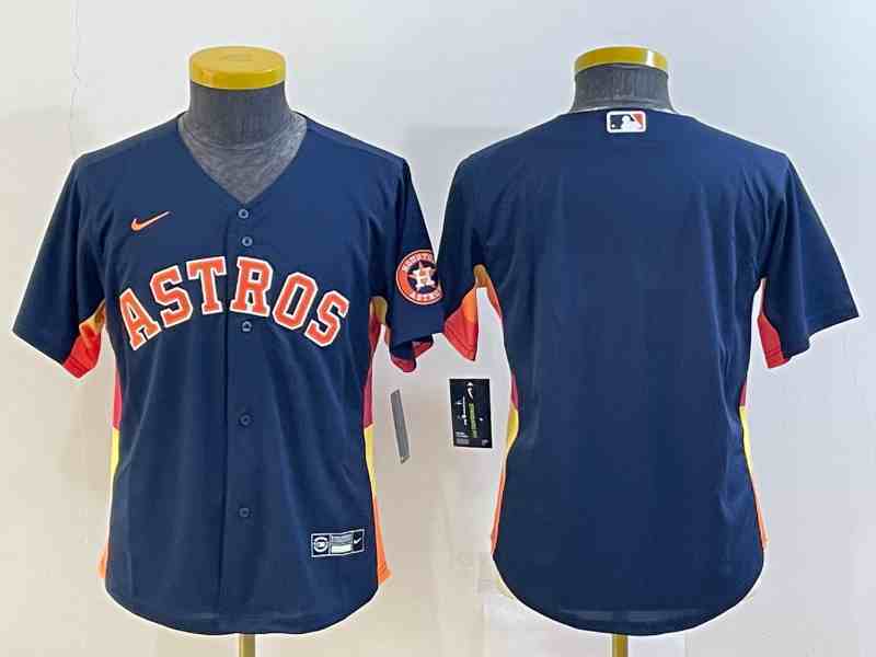 Youth Houston Astros Blank Navy Blue With Patch Stitched MLB Cool Base Nike Jersey