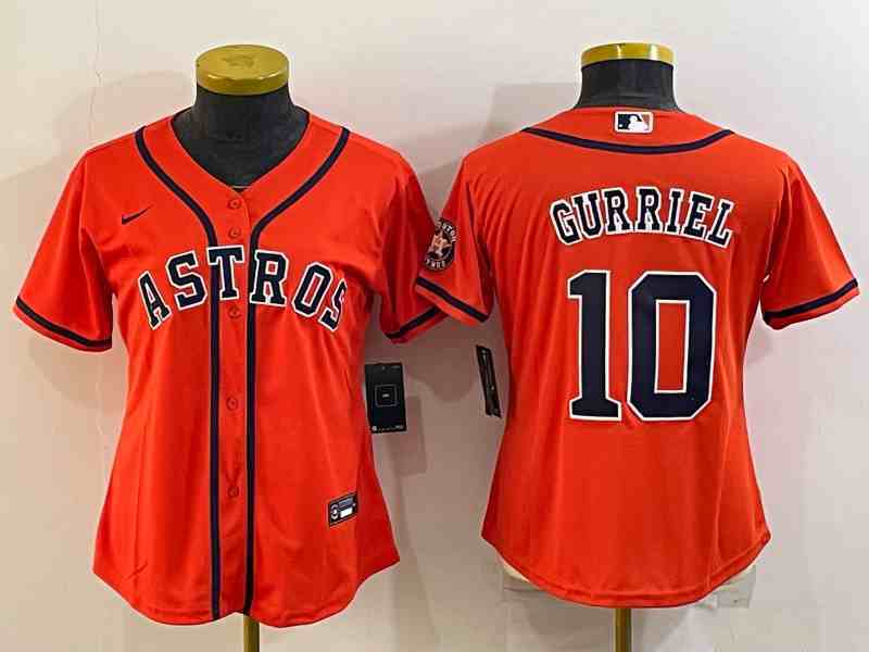 Youth Houston Astros #10 Yuli Gurriel Orange Stitched MLB Cool Base Nike Jersey