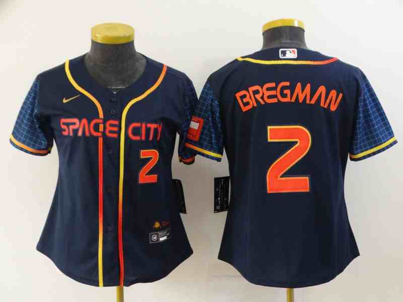 Youth Houston Astros #2 Alex Bregman  Navy Blue City Connect Cool Base Stitched Jersey 1