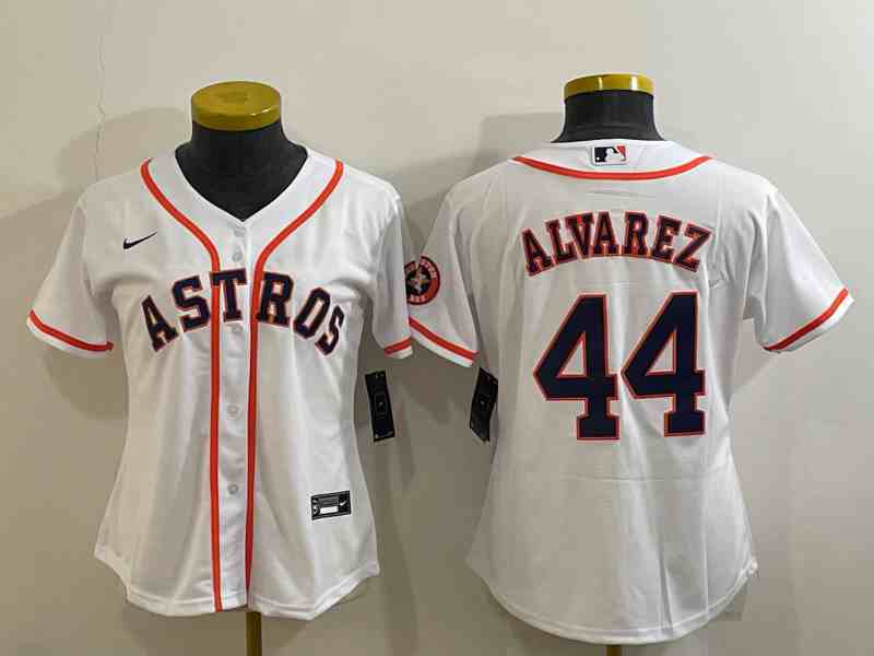 Youth Houston Astros #44 Yordan Alvarez White Stitched MLB Cool Base MLB Jersey