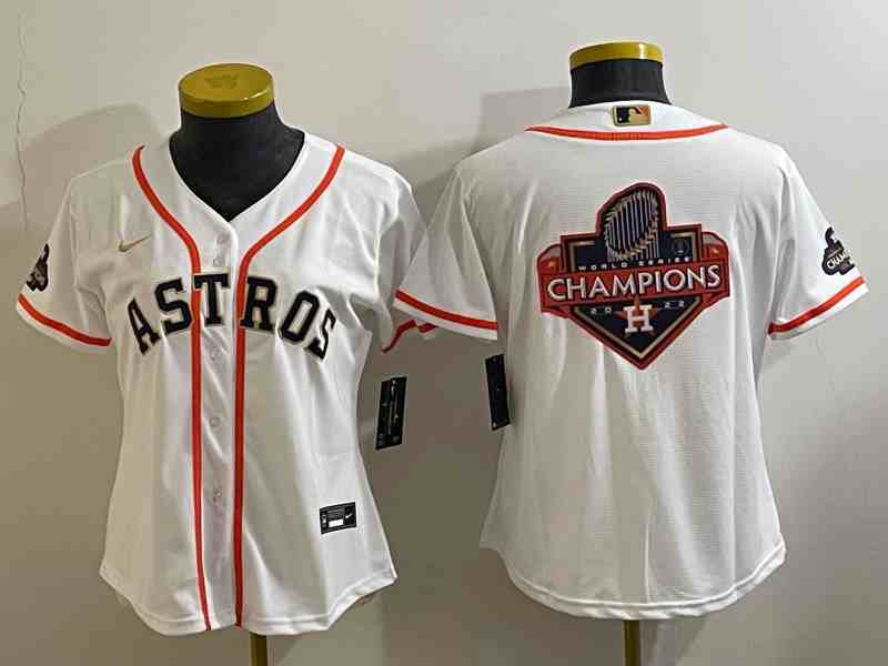 Youth Houston Astros White Champions Big Logo With Patch Stitched MLB Cool Base Nike Jersey