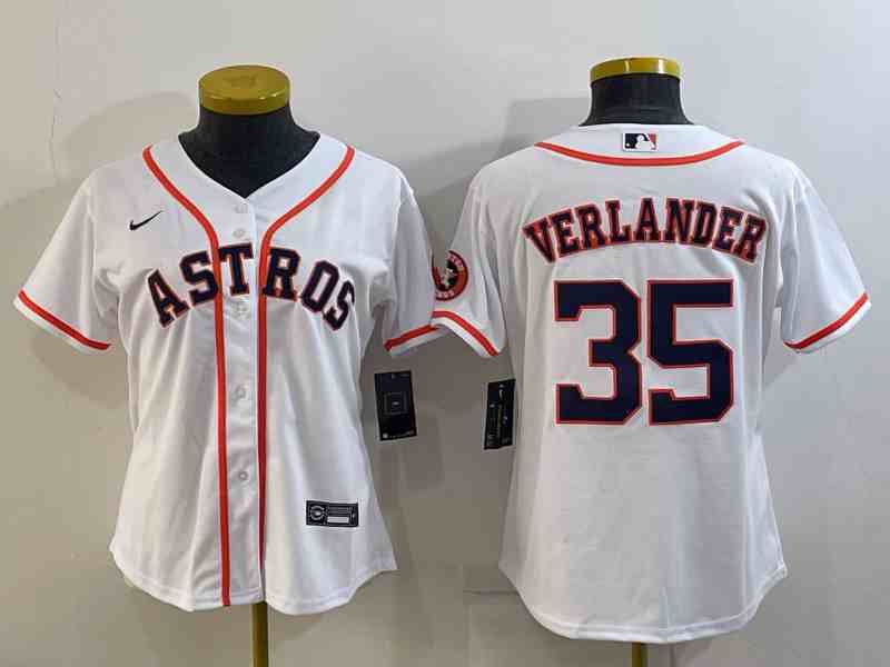 Youth Houston Astros #35  Justin Verlander White Stitched MLB Cool Base Nike Jersey