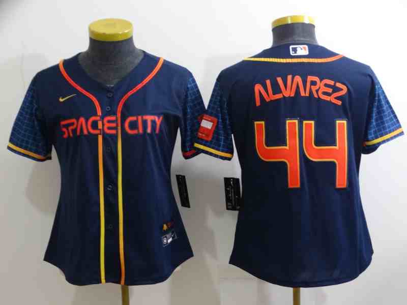 Youth Houston Astros #44 Yordan Alvarez Navy Blue City Connect Cool Base Stitched Jersey