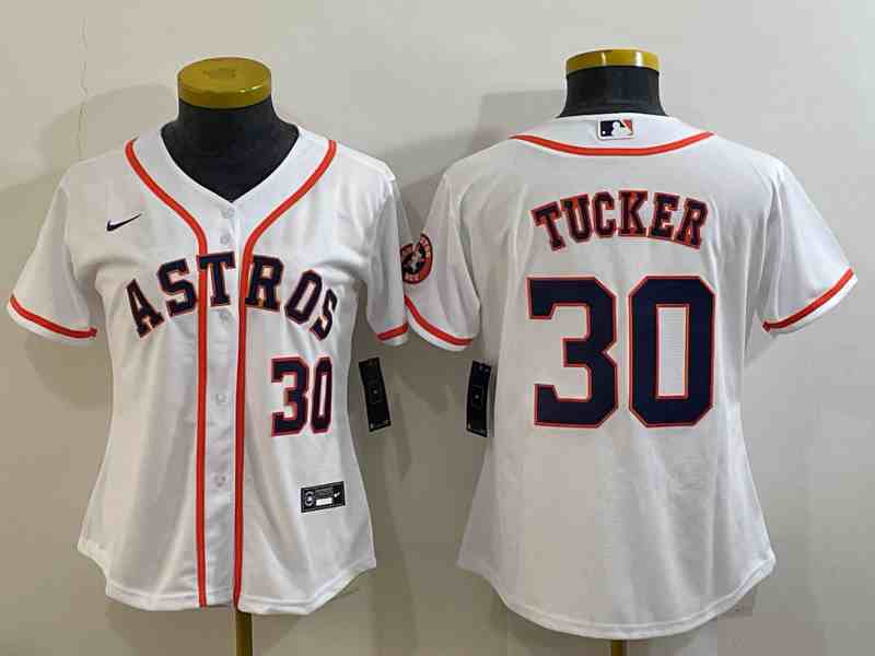 Youth  Houston Astros #30 Kyle Tucker White Stitched MLB Cool Base MLB Jersey1