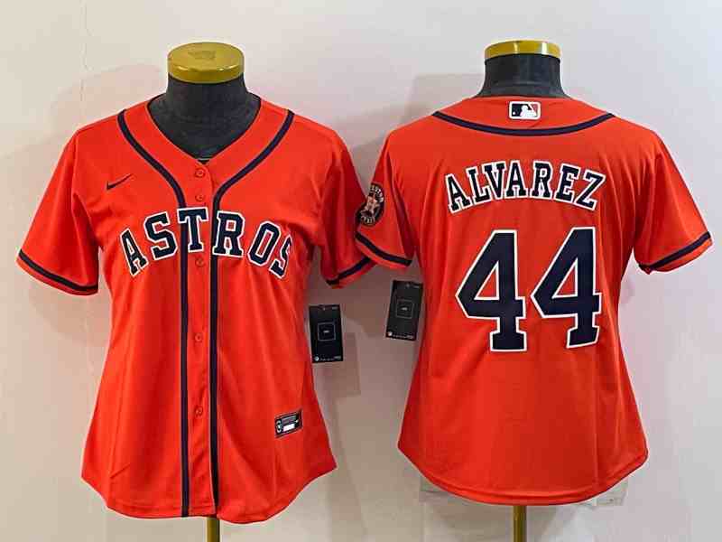 Youth Houston Astros #44 Yordan Alvarez Orange Stitched MLB Cool Base Nike Jersey