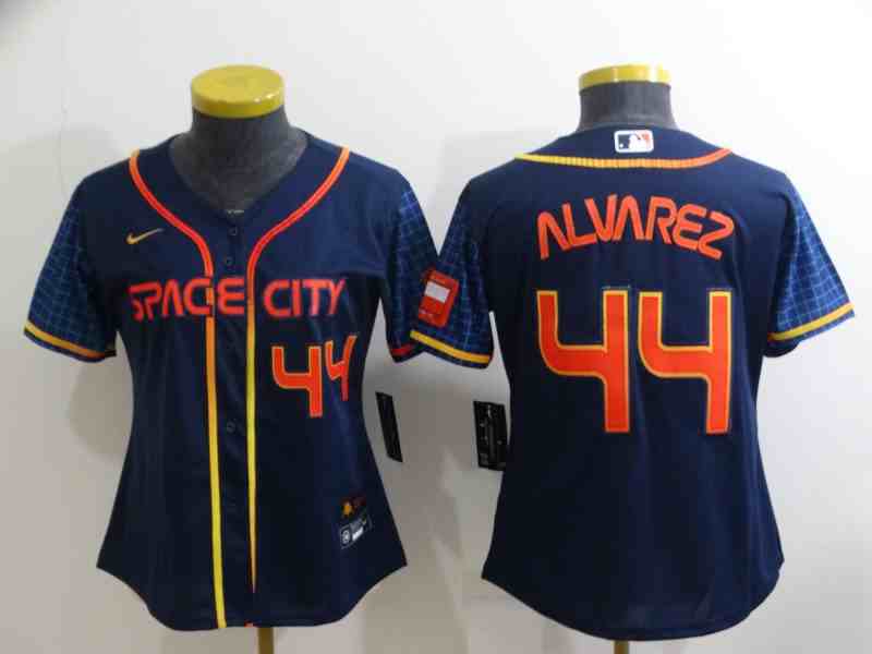 Youth  Houston Astros #44 Yordan Alvarez Navy Blue City Connect Cool Base Stitched Jersey 1