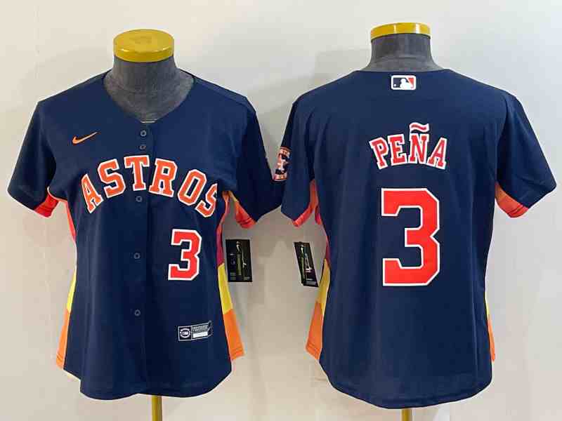 Youth Houston Astros #3  Jeremy Pena Navy Blue Stitched MLB Cool Base Nike Jersey 1