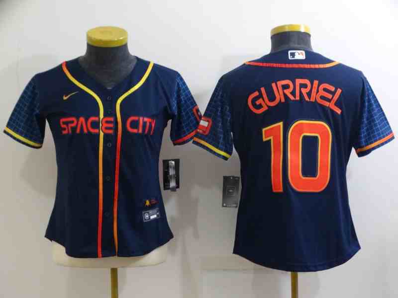 Youth Houston Astros #10 Yuli Gurriel   Navy Blue City Connect Cool Base Stitched Jersey