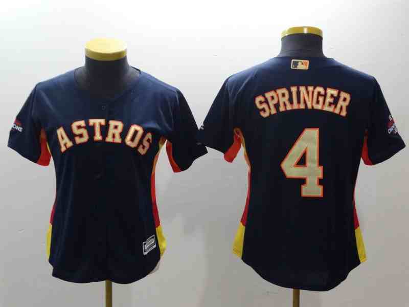 Youth Houston Astros #4 George Springer Blue  Gold Program Cool Base Jersey