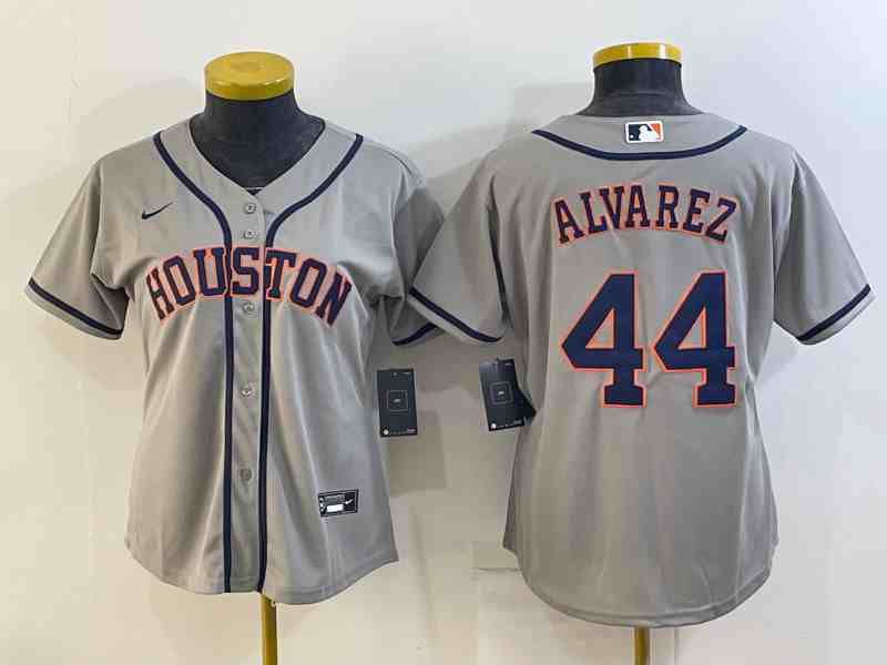 Youth Houston Astros #44 Yordan Alvarez Grey With Patch Stitched MLB Cool Base Nike Jersey