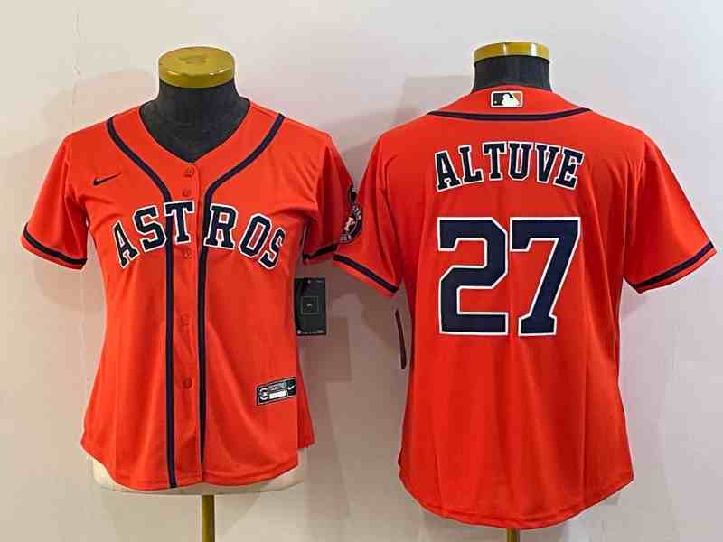 Youth Houston Astros #27 Jose Altuve Orange Stitched MLB Cool Base Nike Jersey