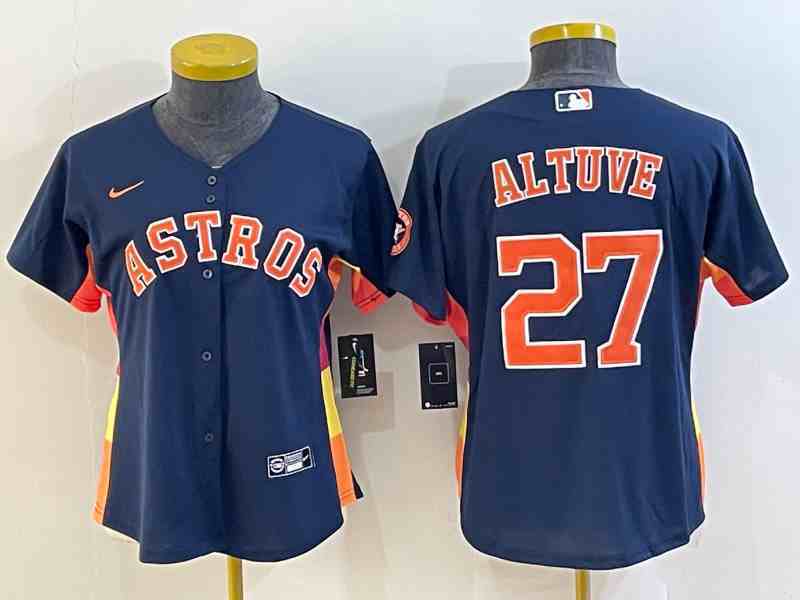 Youth Houston Astros #27 Jose Altuve Navy Blue Stitched MLB Cool Base Nike Jersey