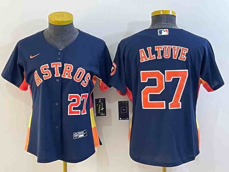 Youth Houston Astros #27 Jose Altuve Navy Blue Stitched MLB Cool Base Nike Jersey1