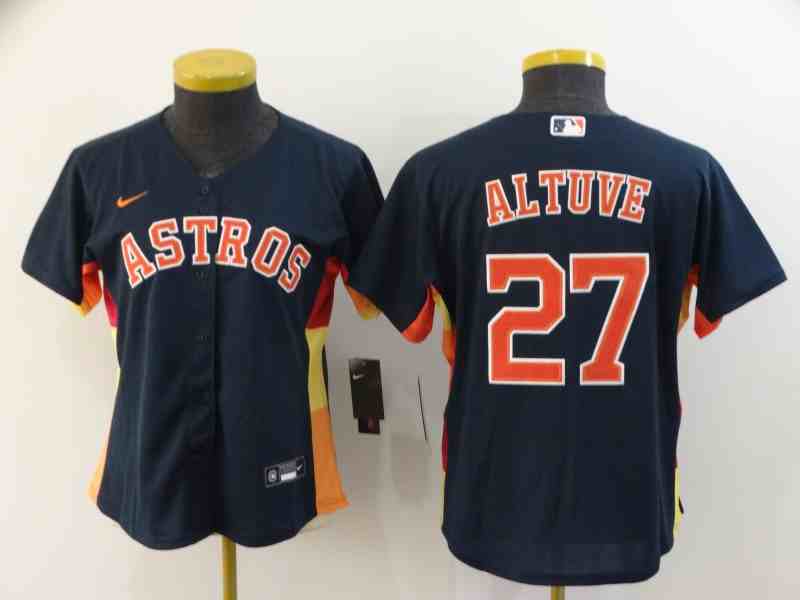 Youth Houston Astros #27 Jose Altuve Navy Women 2020 Nike Cool Base Jersey