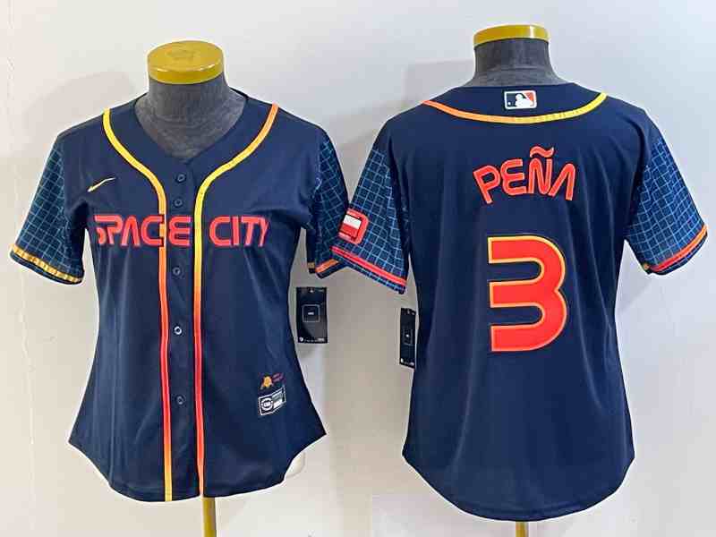 Youth Houston Astros #3 Jeremy Pena 2022 Navy Blue City Connect Cool Base Stitched Jersey