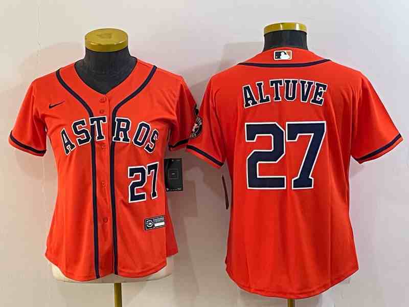 Youth Houston Astros #27 Jose Altuve Orange Stitched MLB Cool Base Nike Jersey1