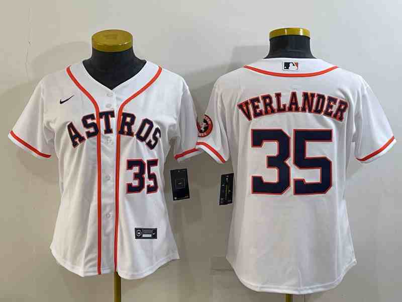 Youth  Houston Astros #35  Justin Verlander White Stitched MLB Cool Base Nike Jersey1