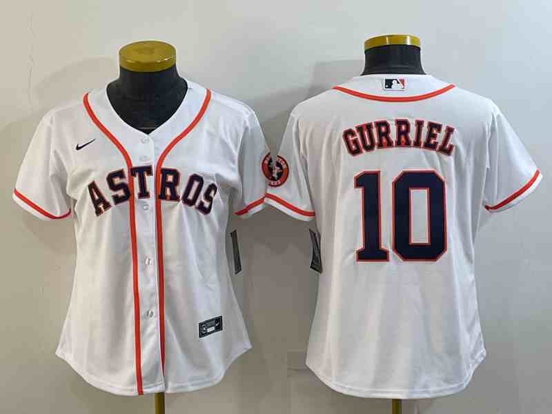 Youth Houston Astros #10 Yuli Gurriel White Stitched MLB Cool Base Nike Jersey