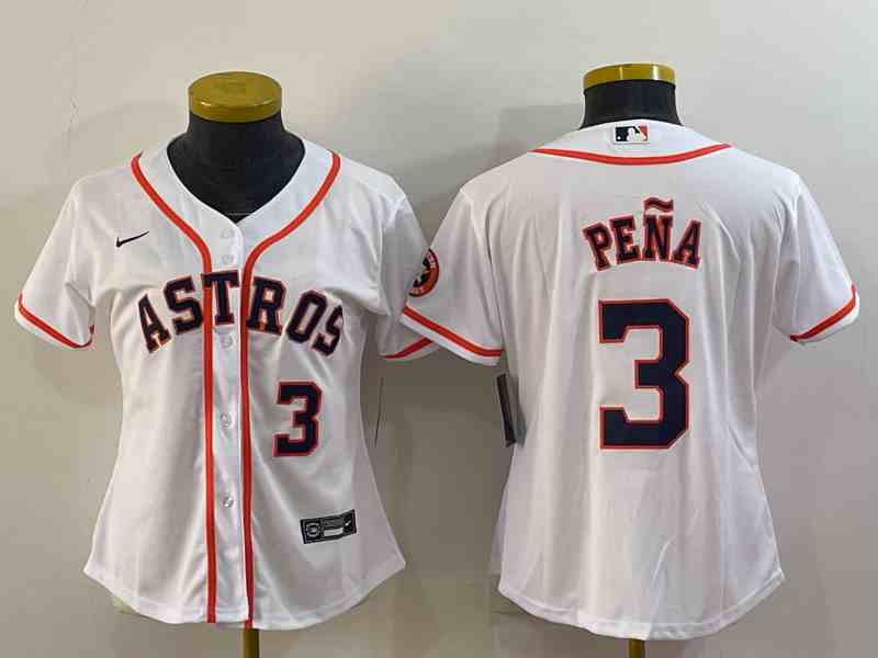 Youth Houston Astros #3 Jeremy Pena White Stitched MLB Cool Base MLB Jersey 1