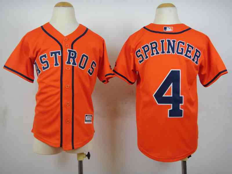 Women's Houston Astros #4 George Springer Orange Youth New Cool Base Jersey