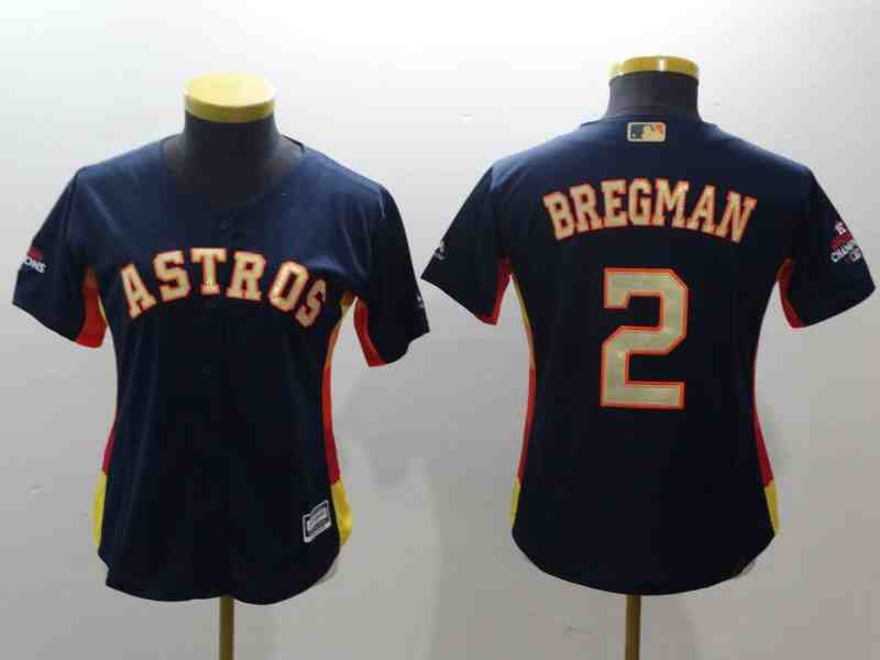 Women's Houston Astros #2 Alex Bregman Blue Gold version MLB Jerseys