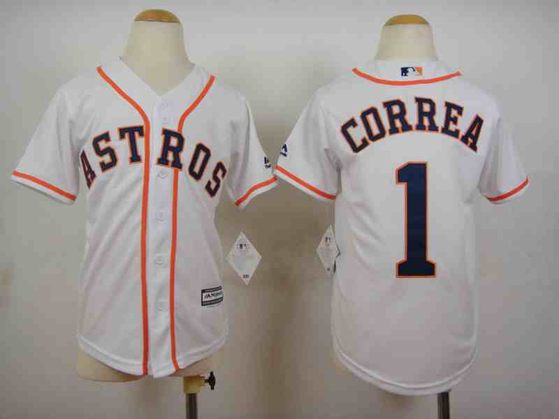 Women's Houston Astros #1 Carlos Correa White  New Cool Base Jersey